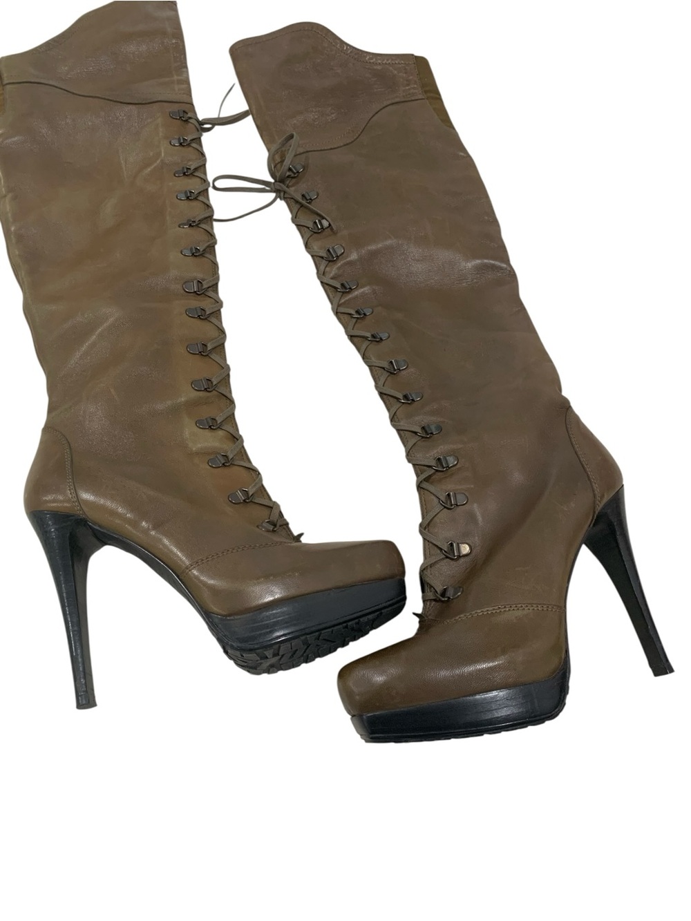 Stuart Weitzman Brown Leather
Over the Knee Lace Up Stiletto Boots size 8 - Picture 5 of 11
